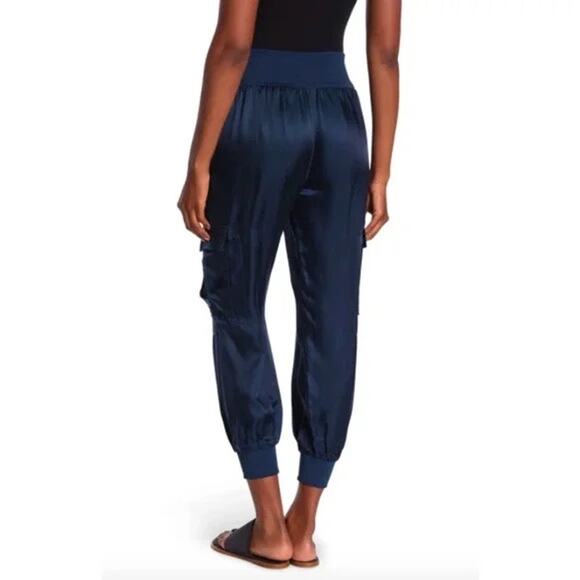 Cinq A Sept Giles Pant Cargo Satin Jogger in Lapis Size Small - Picture 2 of 6